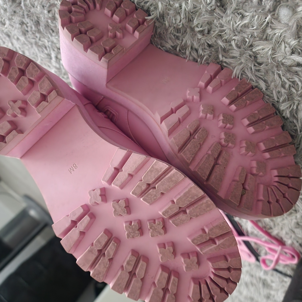 Dolls Kill Pink Combat Boots - Picture 3 of 3